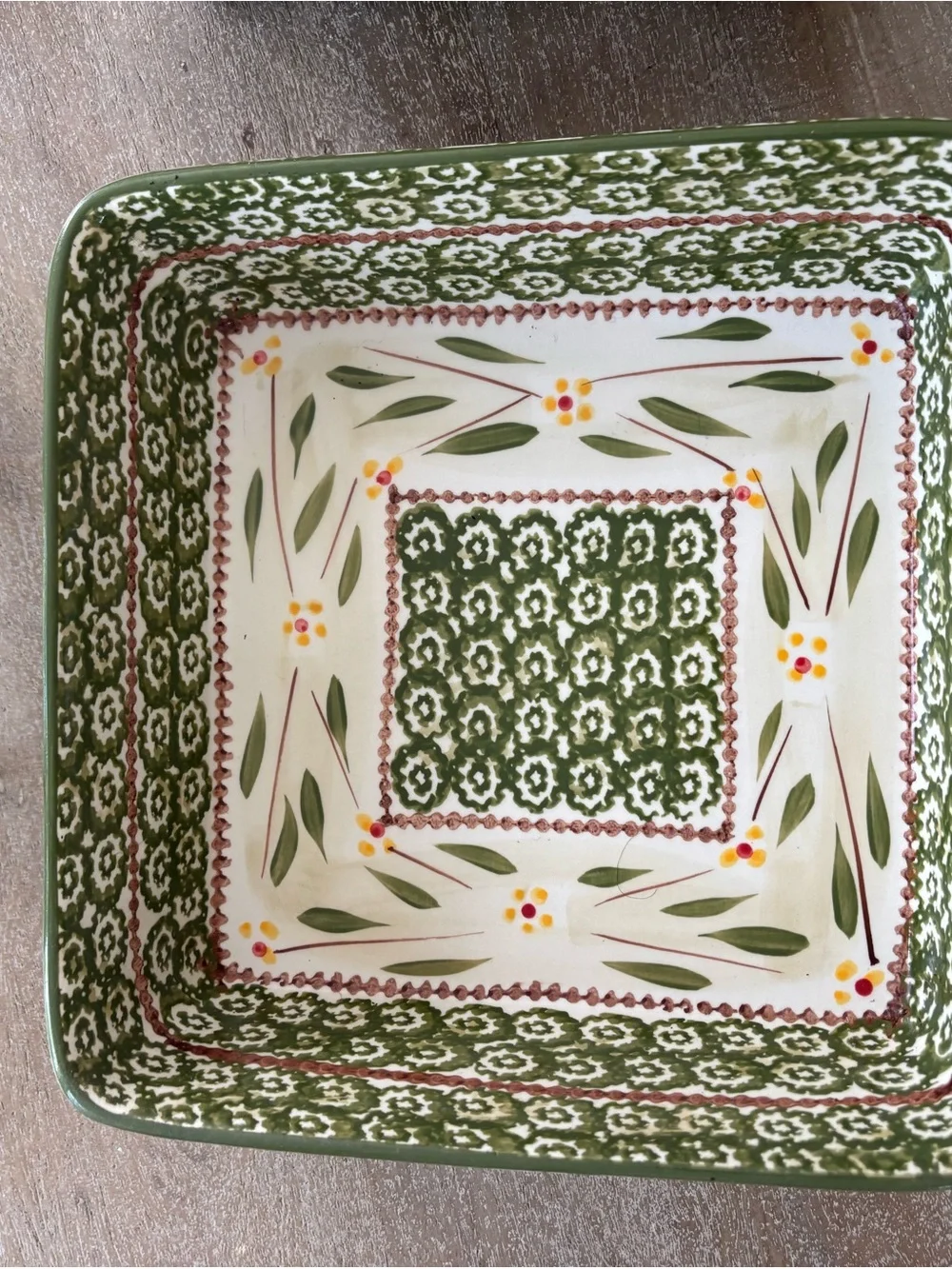 10-Piece Hand-Painted Green Floral Ceramic Serving Set